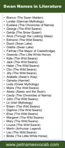 Swan Names in Literature