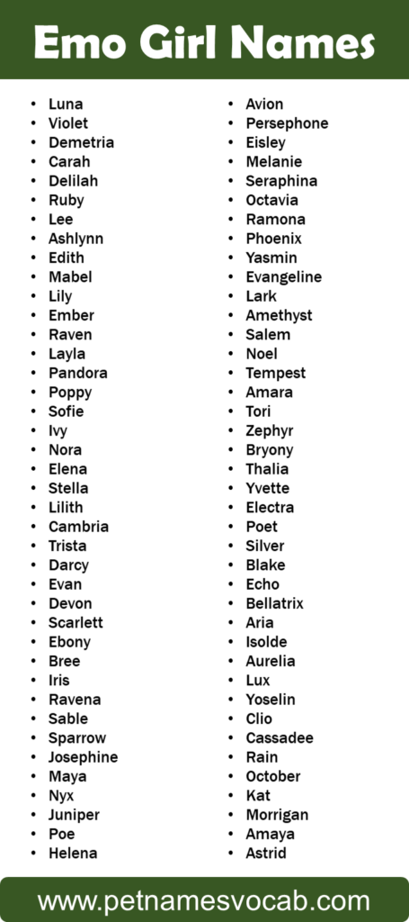 Cute, Unique Emo Girl Names 