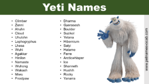 Yeti Names