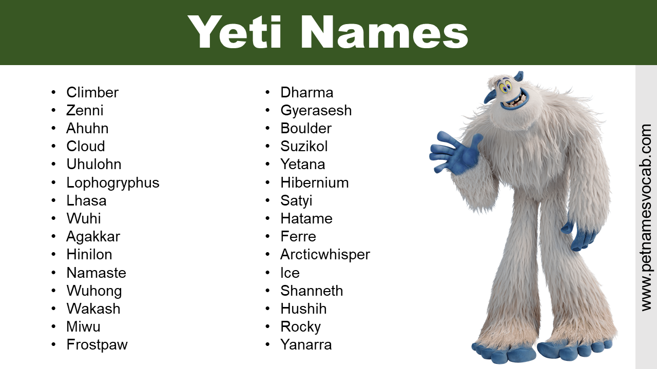 Yeti Names