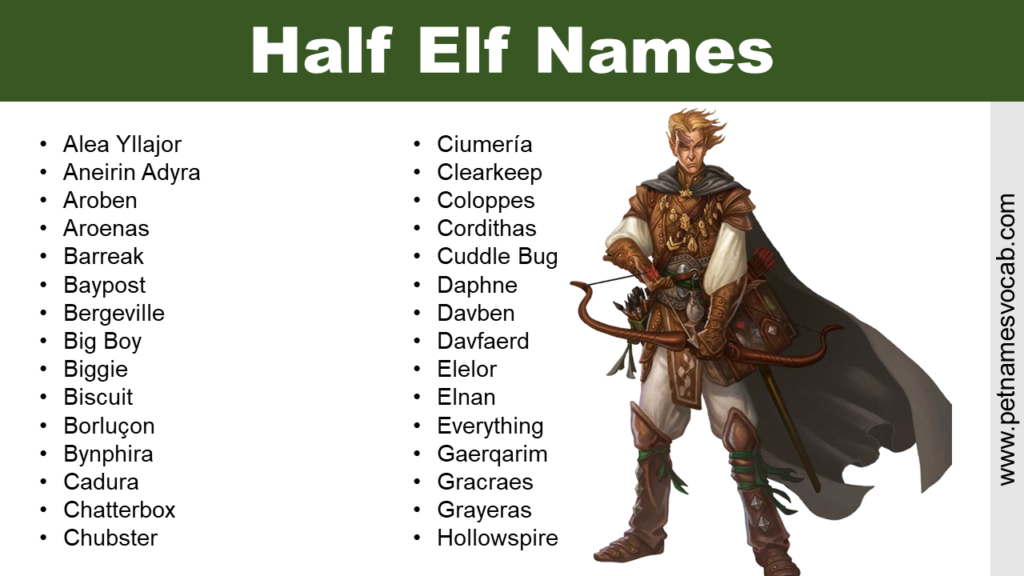 Best Half Elf Names - Pet Names Vocab