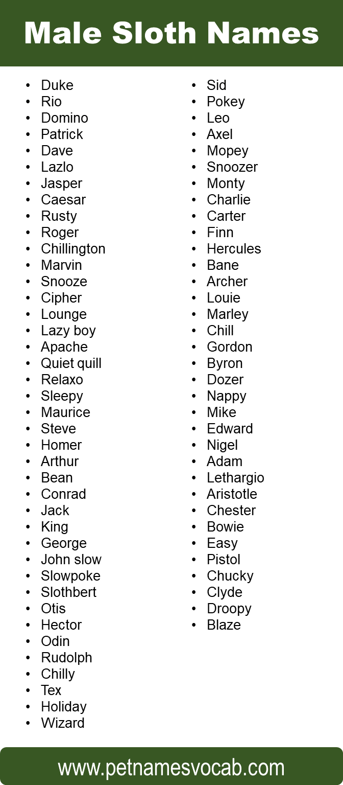 Male Sloth Names