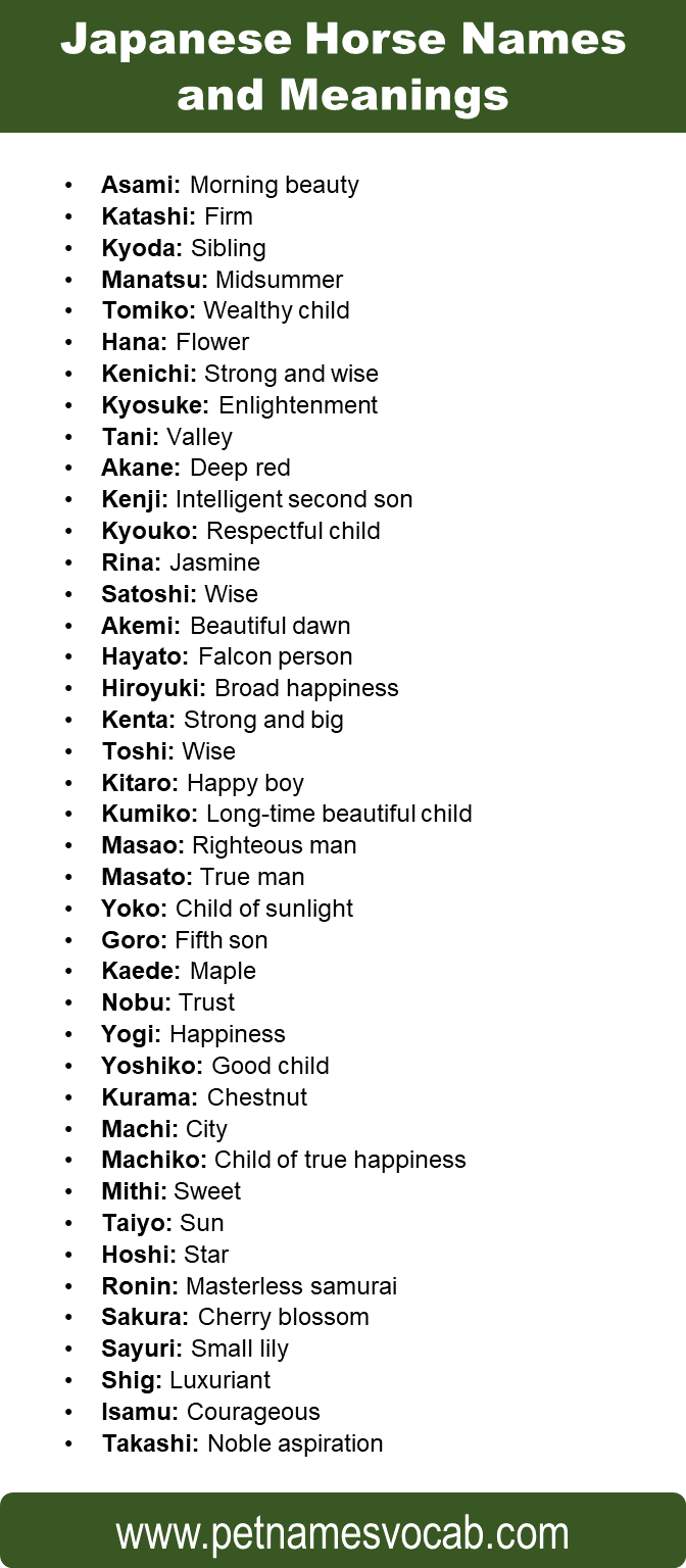 Japanese Horse Names and Meanings